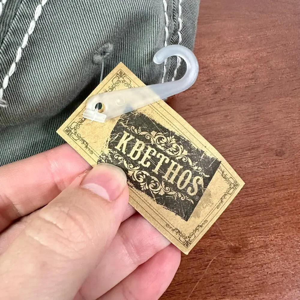 Kbethos Vintage NWT 100% Cotton Gray Happy Camper Cheetah Print Embroidered Cap